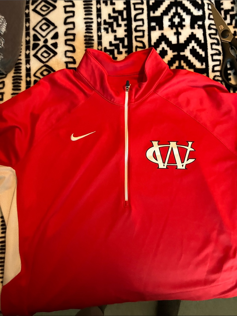 Nike Red men’s Quarter-Zip Pullover with White Accents